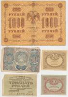 Orosz Birodalom 1917. 20R + 40R + Szocialista Szövetségi Szovjet Köztársaság 1918. 1000R + 1919. 30R...
