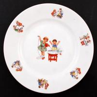 Ritka Zsolnay retro gyerek készlet, matricás, jelzett, hibátlan, összesen: 4 db