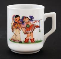 Ritka Zsolnay retro gyerek készlet, matricás, jelzett, hibátlan, összesen: 4 db