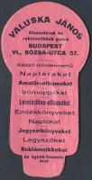 cca 1910-1920 Valuska János Díszműáruk és reklámcikkek gyárának dombornyomott reklámkártyája, 10x5 cm