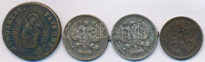 Vegyes: Orosz Birodalom 1913. 1/2k Cu + 1914. 10k Ag + 1915. 10k Ag + Magyarország 1763. Rézdénár &q...