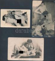 cca 1920-30 Korabeli pornó képek, 3db, 14x9cm, 7x11cm/ 1920-30 Vintage porn photos, 3pz, 14x9cm, 7x11cm