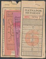 cca 1922-1950 A BSZKRt. különböző jegyei(hatnapos hetijegy, általános hetijegy, kis szakaszjegy, stb.), 8 db