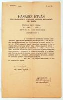 1941 Hanauer István Váci püspök fejléces papírján Lovaghy Istvánt kinevezik a gyömrői róm. kat. polgári fiu és leányiskola igazgatójává a püspöki helynök aláírásával, püspöki áldással, száraz pecséttel, 34x21cm