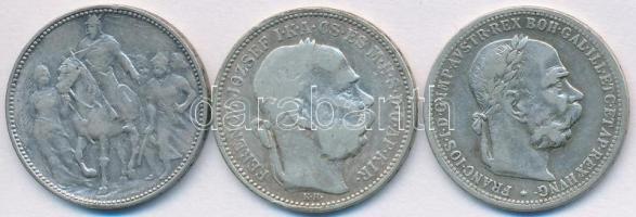 1894KB 1K Ag "Ferenc József" + 1896KB 1K Ag "Millennium" + Ausztria 1898. 1K Ag ...