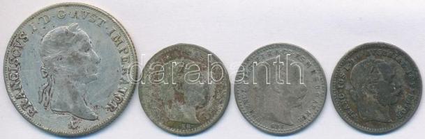 Vegyes: Ausztria 1834A 20kr Ag "I. Ferenc" + 1872. 10kr Ag "Ferenc József" + Mag...