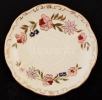 Zsolnay mokkás csésze és alj, kézzel festett, jelzett, hibátlan