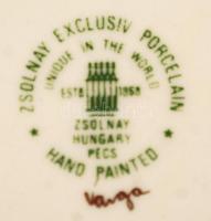 Zsolnay mokkás csésze és alj, kézzel festett, jelzett, hibátlan