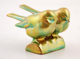 Zsolnay eozin cinke pár, eozin mázas, jelzett, hibátlan, m:6 cm, h:9 cm