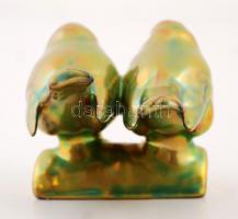 Zsolnay eozin cinke pár, eozin mázas, jelzett, hibátlan, m:6 cm, h:9 cm