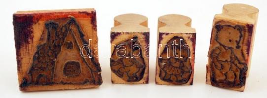 Retró fa nyomda, mesefigurákkal, 26db