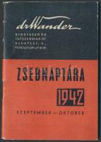 1942 Bp. X., Dr. Wander Gyógyszer és Tápszergyár Rt. szeptember-októberi zsebnaptára