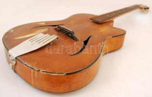 cca 1960 - Ritka, üreges testű akusztikus jazz gitár sérült állapotban / vintage hollowbody acoustic...