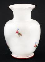 Hollóházi virág mintás váza, matricás, jelzett, hibátlan, m:17 cm
