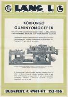 cca 1930-1940 Láng L. Gépgyár Rt. körforgó guminyomógépének szórólapja képpel illusztrálva, leírássa...