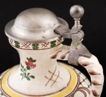 Ulmer kerámia kancsó ón tetővel, levonóképes, jelzett, hibátlan, m:26cm