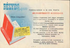 1937 "A M. Kir. Posta a közönség szolgálatában" képes ismertető füzetének 4. száma bélyege...