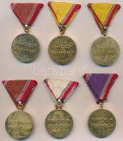 ~1960-1970. "Honvédelmi Érdemérem" fém kitüntetés mellszalagon (6x), 10, 15, 25 és 35 év u...