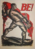 1919-es tanácsköztársasági plakát utánnyomata az 1950-es évekből 23x33 cm