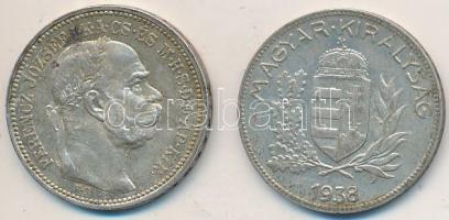 1916. 1K Ag "Ferenc József" + 1938. 1P Ag T:2