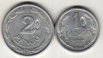 1941. 1P + 2P "koronás-címeres" ellenjeggyel T:2/3