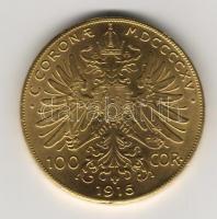 Ausztria 1915. 100K Ff. aranyozva, feltehetőleg privát utánveret T:1/2