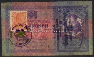 1904. 10K jugoszláv ellenbélyeggel + lila körbélyegzővel T:III