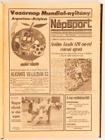 1982 A Népsport, Az Országos Testnevelési és Sporthivatal Lapjának számai a futball világbajnokság híreivel könyvbe kötve