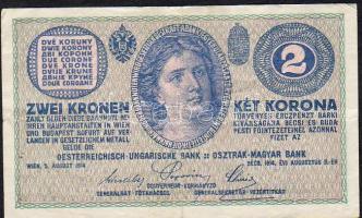 1914. 2K "C" betűjel vastag, alatta egy piros "-", korona "K" betűjének szára rövidebb! T:II