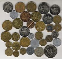 33db klf bárca, tel. érme, játékpénz, egész világ + 2db emlékérem T:1,2,3