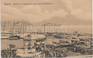 Naples, Napoli; Marina di Mergellina, Vesuvio / port, Vesuvius, ships