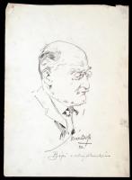 Márton Ferenc (1884-1940): Bipi (Robert Baden-Powell 1857-1941) a világ főcserkésze. Ceruza, papír, jelzett, apró gyűrődésekkel, 21×15 cm. A rajz az 1933-mas 4. Cserkész Világdzsemborin készülhetett.