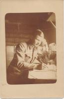 1918 WWI Hungarian soldier writing a letter, photo (EK)