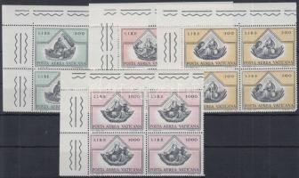 Légi posta sor ívsarki négyestömbökben, Airmail set in corner blocks of 4