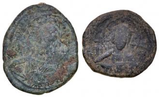 Bizánci Birodalom / Konstantinápoly? / III. Rómanosz 1028-1034. AE Follis (12,09g) + VII. Mikhaél 1071-1078. AE Follis (7,35g) T:3 Byzantine Empire / Constantinople? / Romanus III 1028-1034. AE Follis IC-XC / IS-XS BAS-ILE BAS-ILE (12,09g) + Michael VII 1071-1078. AE Follis IC-XC (7,35g) C:F
