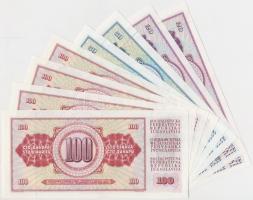 Jugoszlávia 1974. 20D (2x) sorszámkövetők + 1978. 50D (2x) sorszámkövetők + 1981. 100D (4x) sorszámk...