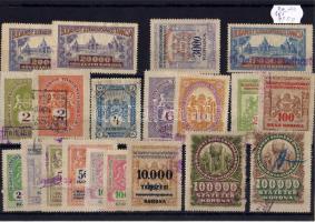 Budapest főváros 20 klf. okmánybélyege / 20 versch. Stempelmarken von Stadt Budapest