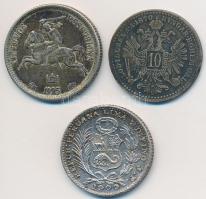 Vegyes: Ausztria 1870. 10kr Ag + Peru 1900JF 1D Ag + Litvánia 1925. 1L Ag T:2,2-
Mixed: Austria 1870...