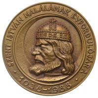 1988. "Szent István halálának évfordulójára" Br plakett (105mm) T:2