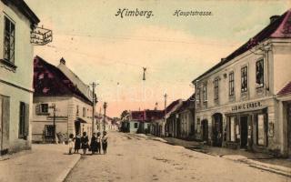 Himberg, Hauptstrasse, Ludwig Erbers Geschäft / main street, shop (restored edges?)