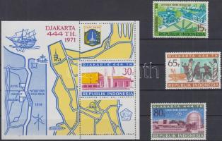 1971 Jakarta sor Mi 688-690 + blokk Mi 18