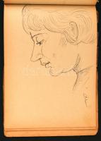 Jelzés nélkül: Vázlat füzet, sok portréval, toll, papír, 18×14 cm