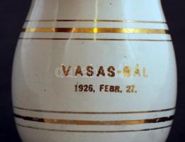 Kőbánya Lámpagyár kis kiöntő, " Vasas-bál 1926" felirattal, zománcozott fém, m:10 cm