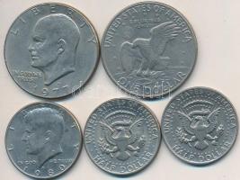 Amerikai Egyesült Államok 1972-1980. 1/2$ Kennedy (3xklf) + 1$ Eisenhower (2xklf) T:2 USA 1972-1980. 1/2 Dollar Kennedy (3xdiff) + 1 Dollar Eisenhower (2xdiff) C:XF