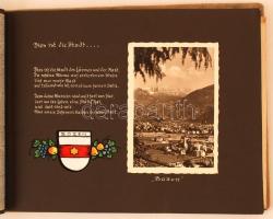1939 Mein heimatland Südtirol. Házi készítésű album 42 db képeslappal és fotóval és egy nyomtatvánny...