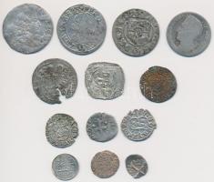 Vegyes: 13db-ból álló magyar és külföldi kis ezüstpénz tétel, benne főleg denárok T:vegyes 
