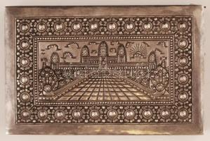 Ezüst (Ag.) doboz, Angkor Wat látképével, jelzett (900), préselt, 9×14 cm, nettó:147 g / Silver box ...