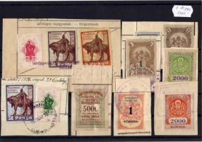 8 db kivágás budapest városi okmánybélyegekkel / 8 Ausschnitte mit Stempelmarken von Stadt Budapest