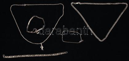 2 db ezüst(Ag) nyaklánc, 3 db ezüst(Ag) karkötő, jelzettek, br: 37,2 g