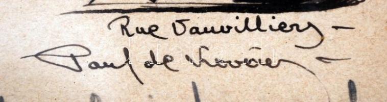 Kovács (Kurtapataki) Pál (1860-?): Paris Rue Vauvilliers 1929. Tus, papír, jelzett, üvegezett keretb...